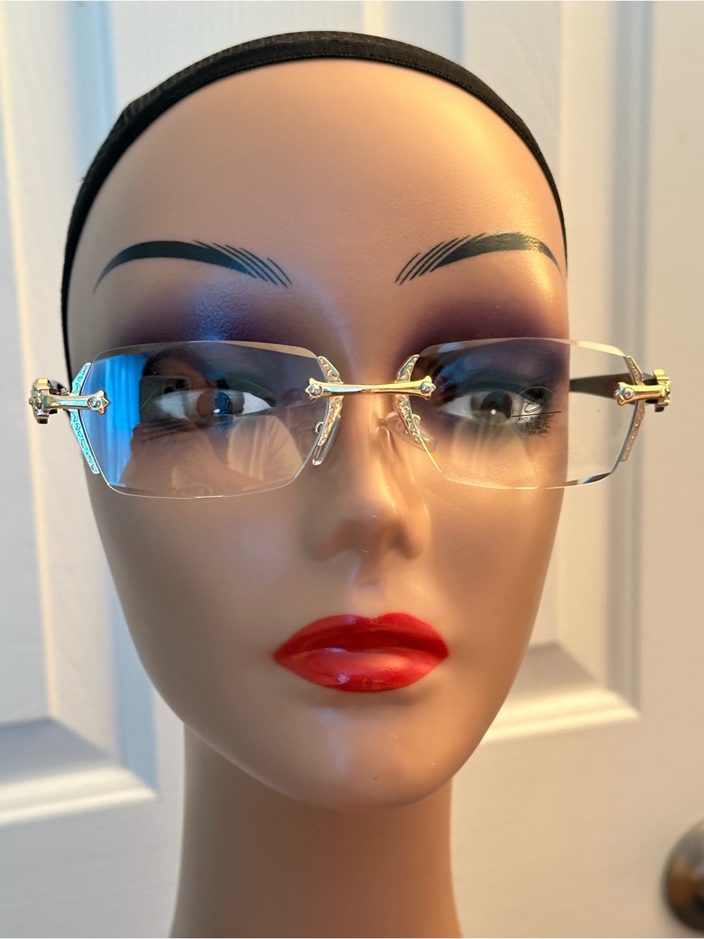 Gold Rimless Women's Fashion Eyeglasses - Elegant Clear Lenses